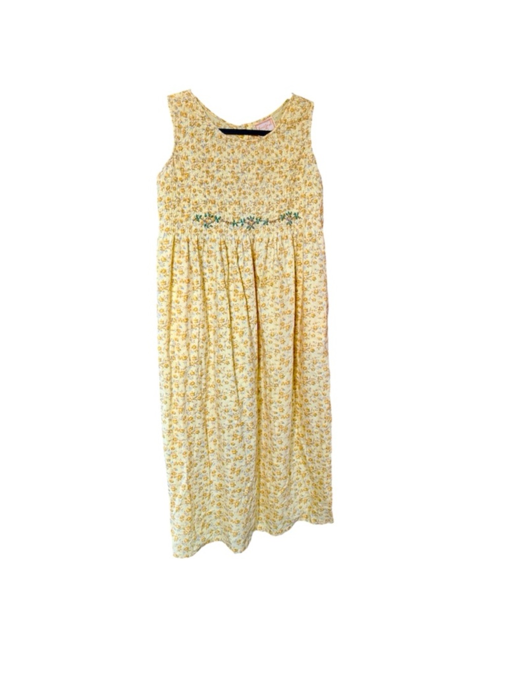 April Cornell Yellow Smocked Floral Embroidered Sundress Size XS